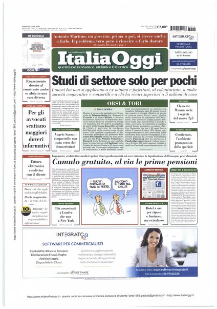 Italia oggi : quotidiano di economia finanza e politica